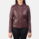 Kelsee Maroon Leather Jacket